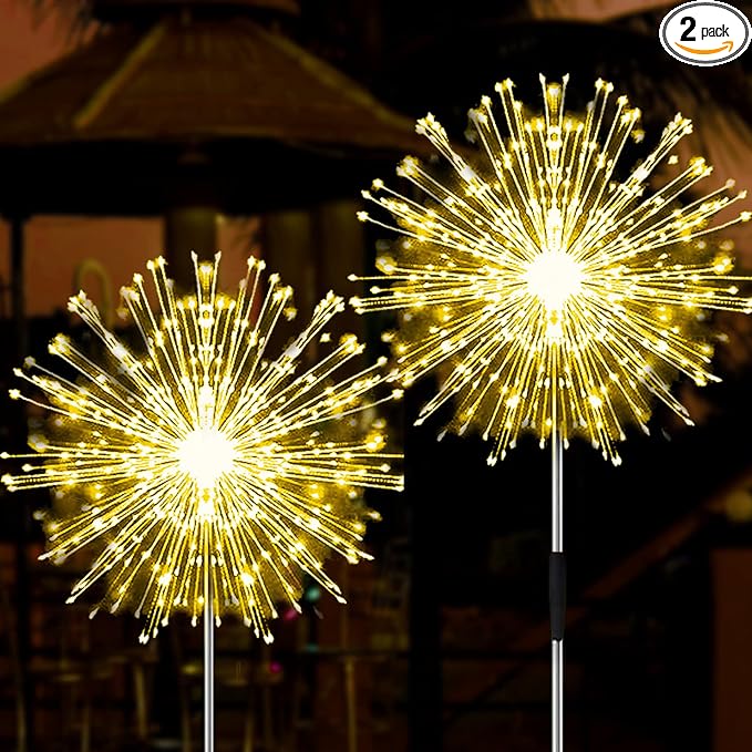 JJGoo Solar Firework Lights, 2 Pack 180 LEDs 2 Lighting Modes Solar Lights by JJGoo