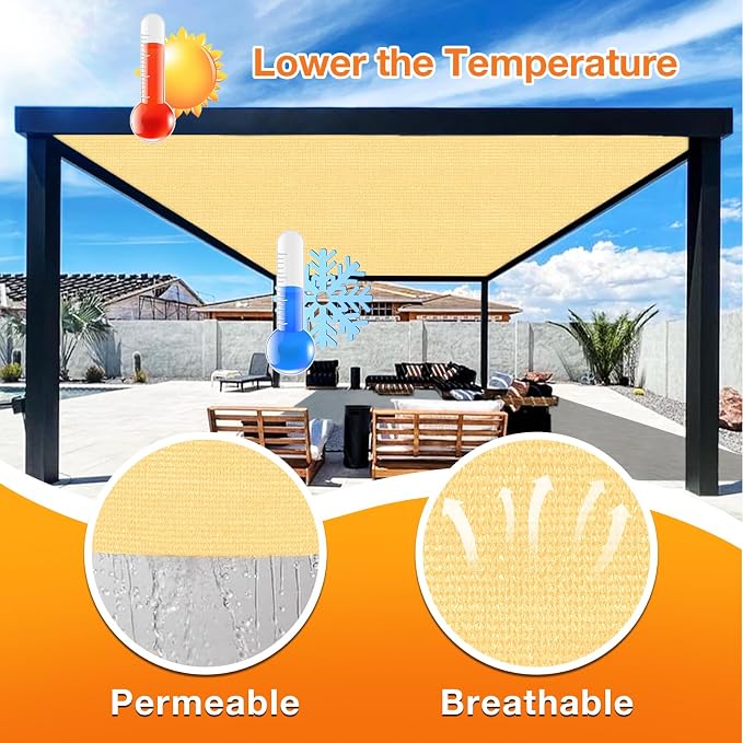 Artpuch Outdoor Pergola Shade Cover 11x21 FT Sun Shade Cloth - Image 4