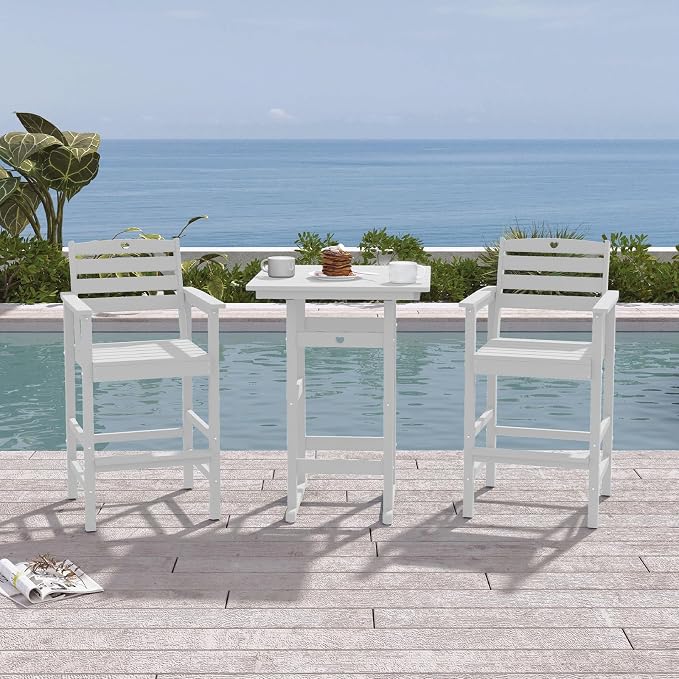 Patio Bar Table, Adirondack Chairs and Table 2 Pieces Set, Bar Height Chairs - Image 2