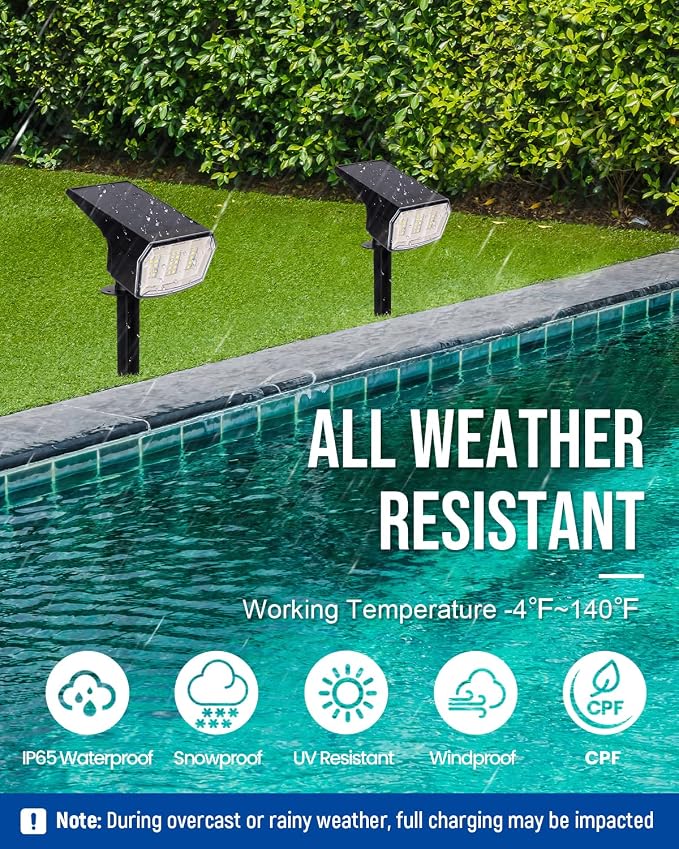 Solar Spot Lights Outdoor Waterproof 6 Pack IP65, 63 LED 3 Lighting Modes - Image 8