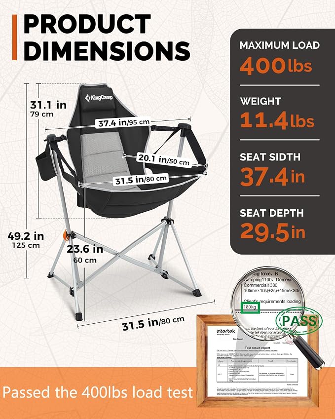 KingCamp Hammock Chair with Footrest – Heavy Duty Swinging Rocking Camping - Image 2