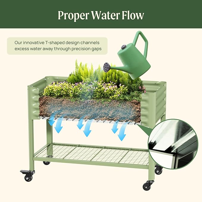Rolling Elevated Raised Garden Bed-V Series, 1400 Lbs Weight Capacity, Outdoor - Image 6