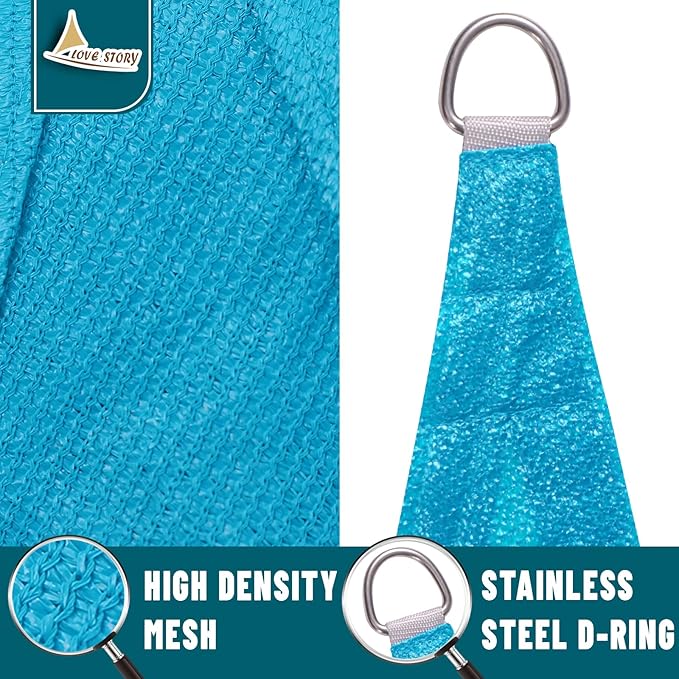 LOVE STORY Custom Size 11'x11'x11' Turquoise Blue Sun Shade Sail Triangle - Image 5