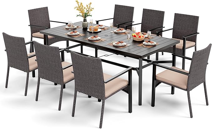 PHI VILLA 9 Pieces Outdoor Dining Set by PHIVILLAThepioneerofcomfortablehouseholdsupplies