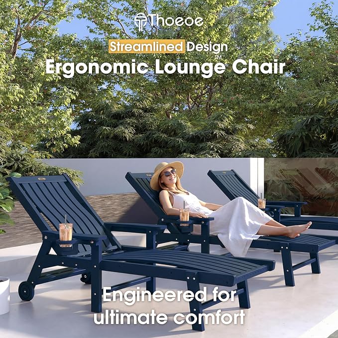 Patio Chaise Lounge Chair Set of 2, Oversized Lounge Chair Outdoor - Image 3