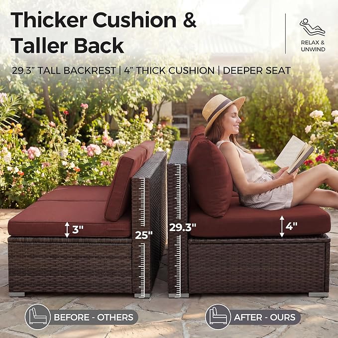 NICESOUL Modern 9 Pcs Patio Sectional Sofa Set - Image 7