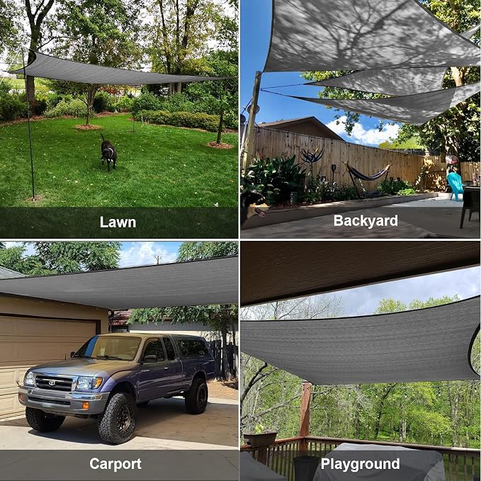 SUNLAX Large Sun Shade Sail 16' x 20' Dark Grey Rectangle Canopy Sail Shade - Image 8