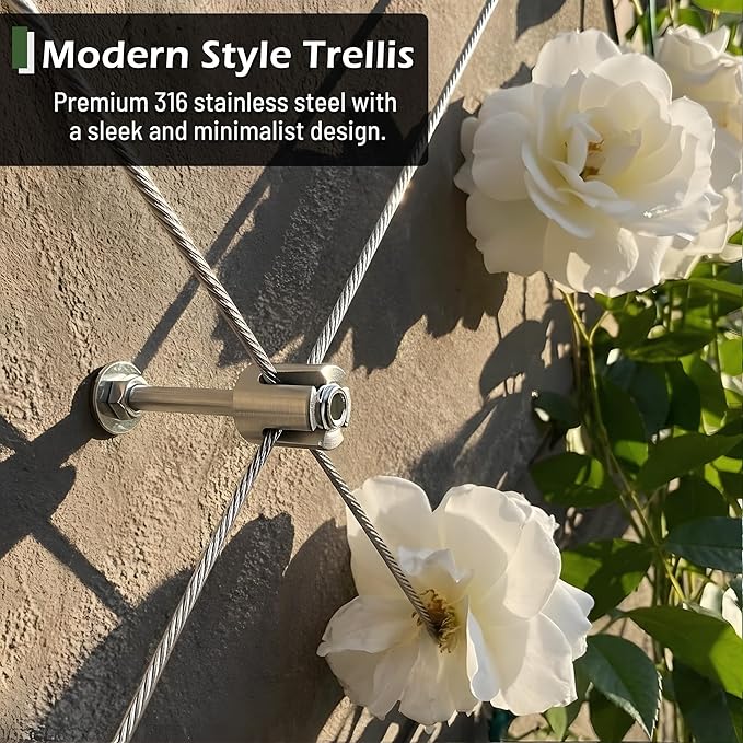 Wire Trellis for Climbing Plants Outdoor, T316 Stainless Steel Wall Trellis Kit - Image 2