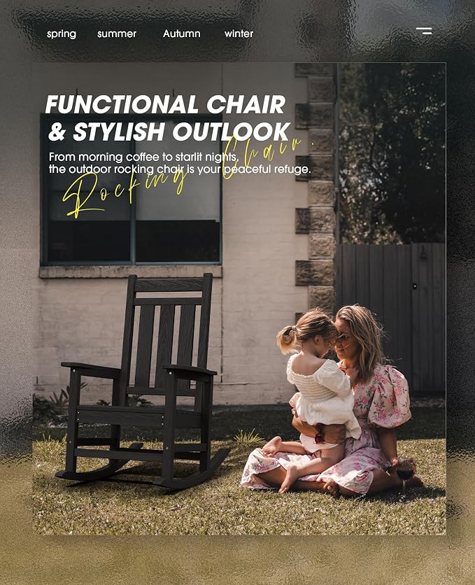 KINGYES Oversized Outdoor Rocking Chair Set of 4, All-Weather Patio Rocking - Image 8
