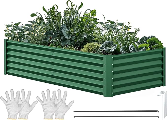 YITAHOME 6x3x1.5ft Large Raised Garden Bed Kit, Galvanized Metal Planter Box by YITAHOME