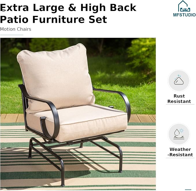 MFSTUDIO 5 Pieces Large Patio Sofa Conversation Set - Image 5