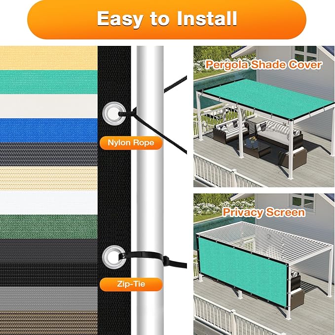 Artpuch Outdoor Pergola Shade Cover 15' X 15' Sun Shade Cloth - Image 5