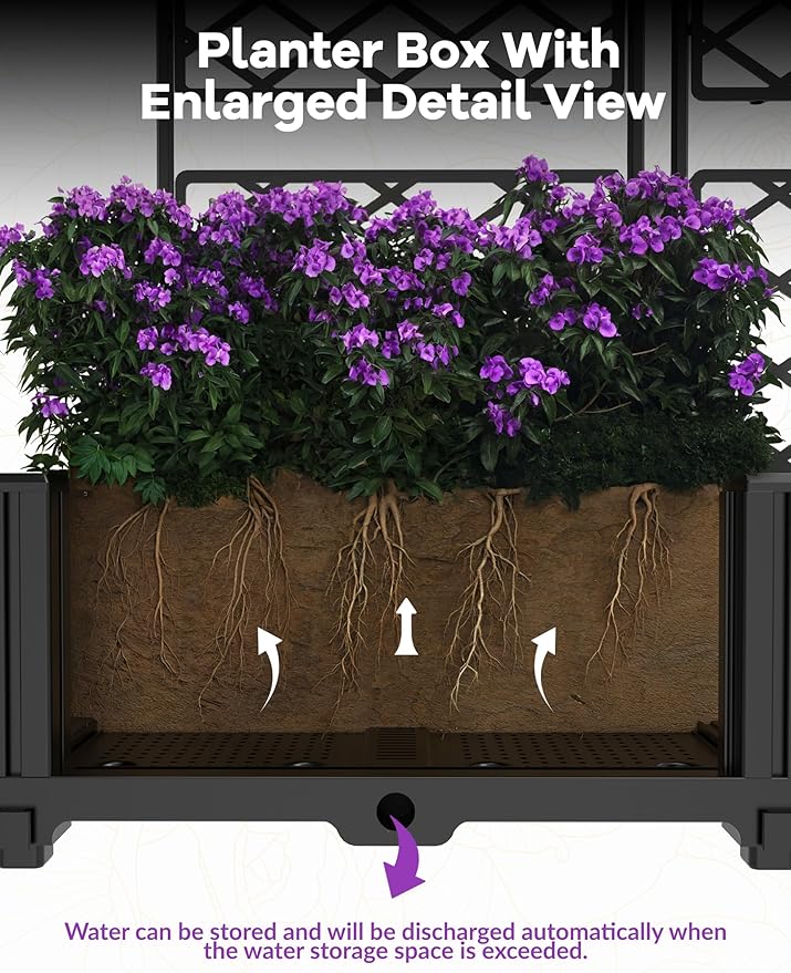 3 PCS Raised Garden Bed with Trellis, Patio Privacy Screen & Balcony Garden - Image 4