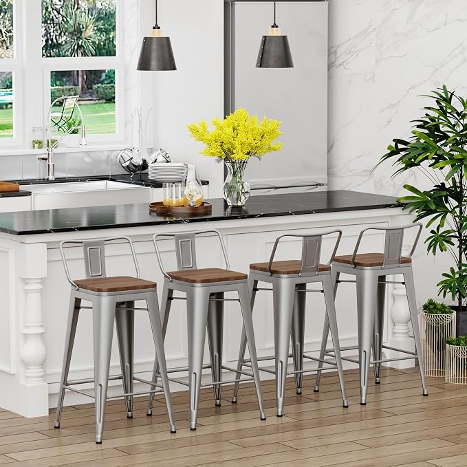 Yongchuang 24 inch Barstools Set of 4 Counter Height Bar Stools Farmhouse - Image 4