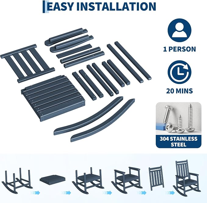 HDPE Rocking Chair Outdoor Set of 2 - Image 5