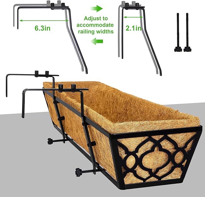 Y&M 24-Inch Window Planter Box 2Pcs Iron Deck Railing - Image 4