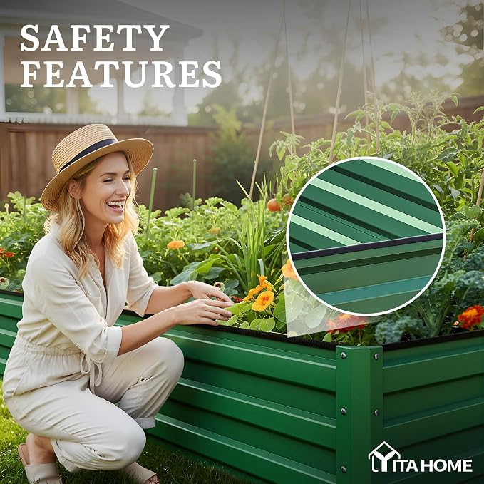 YITAHOME 12x4x1ft 2pcs Large Raised Garden Bed Kit, Galvanized Metal Planter Box - Image 6