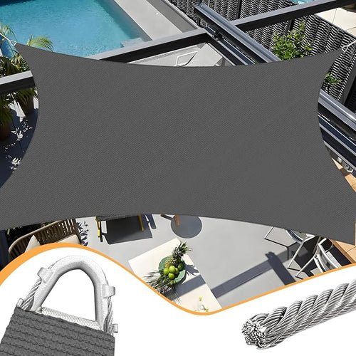 16' x 20' Sun Shade Sail Dark Grey Curved Commercial Outdoor Shade Cover by OOTONAT