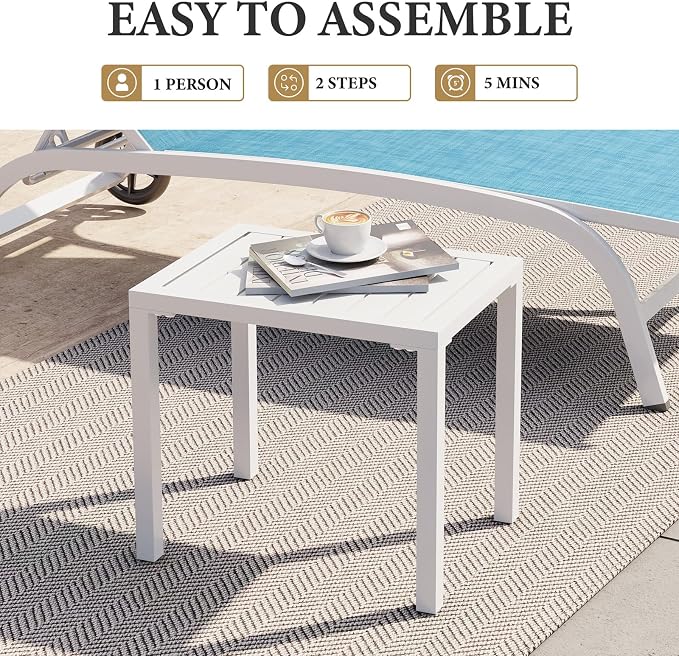 Crestlive Products Aluminum Outdoor Side Table Set of 2 - Image 6