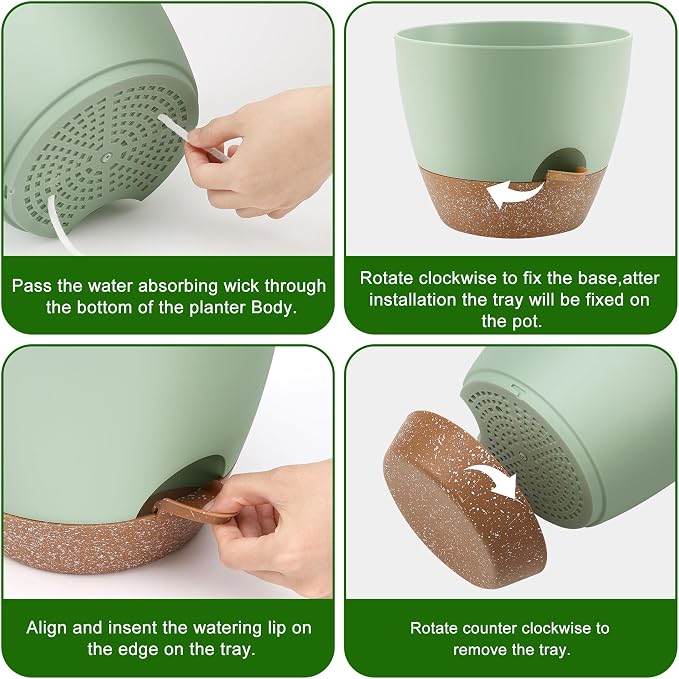 Plant Pots 10/9/8 Inch Self Watering Pots, Plastic Flower Pots, Nursery - Image 2