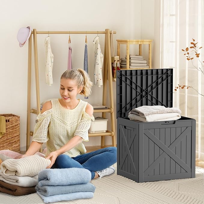 ROJIK 32 Gallon Outdoor Storage Housing Deck Box, Waterproof Patio Furniture - Image 5