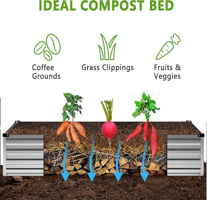 2PCS Galvanized Raised Garden Bed Kit, Vegetable Boxes-Rectangle Metal Flower - Image 4