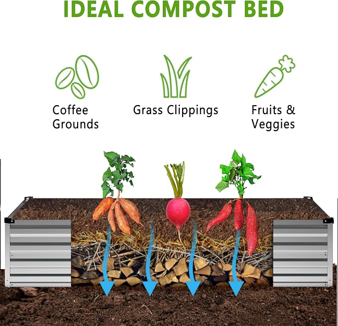 12x2x1FT Galvanized Raised Garden Bed Kit, Vegetable Boxes-Rectangle Metal - Image 4