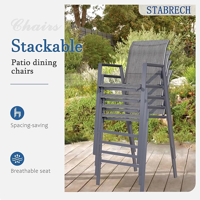 Outdoor Bar Stools Set of 6, Bar Height Chairs - Image 4