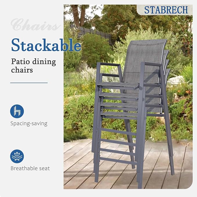 Outdoor Bar Stools Set of 4, Bar Height Chairs - Image 4