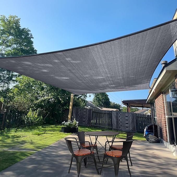 SUNLAX Sun Shade Sail 7' x 10' Dark Grey Rectangle Canopy Sail Shade Cover UV by SUNLAX