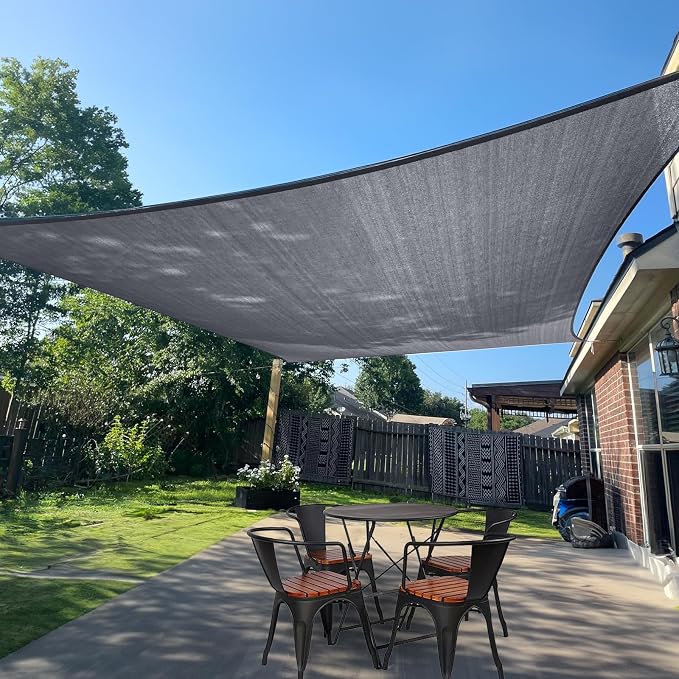 SUNLAX Sun Shade Sail 10' x 23' Dark Grey Rectangle Canopy Sail Shade Cover UV by SUNLAX
