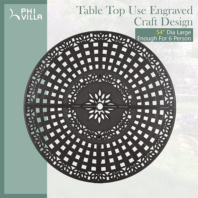 PHI VILLA Cast Aluminum Round High Bar Dining Tables - Image 2