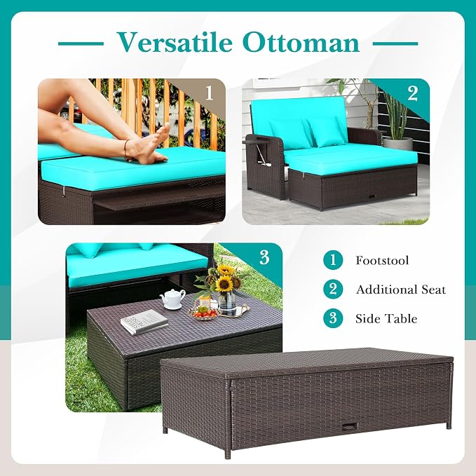 COSTWAY Patio Rattan Daybed - Image 7