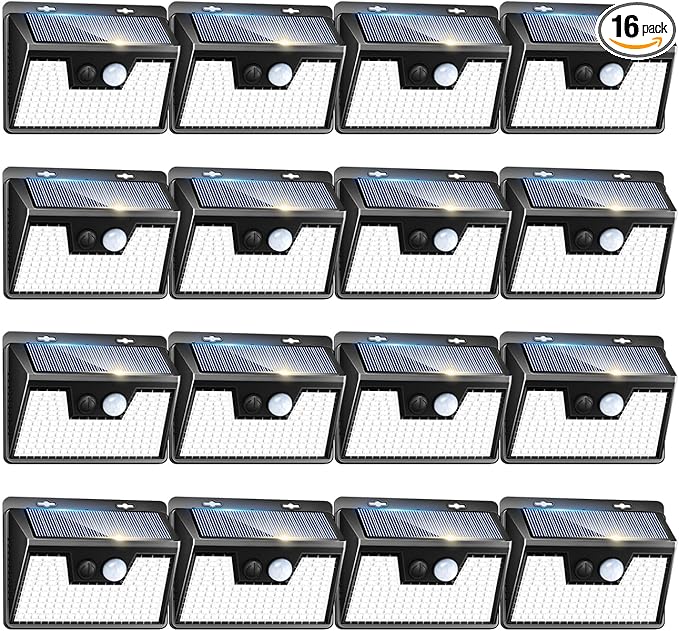 Peasur Solar Powered Lights Outdoor, 140LED 16Pack Motion Sensor Light Outside by Peasur