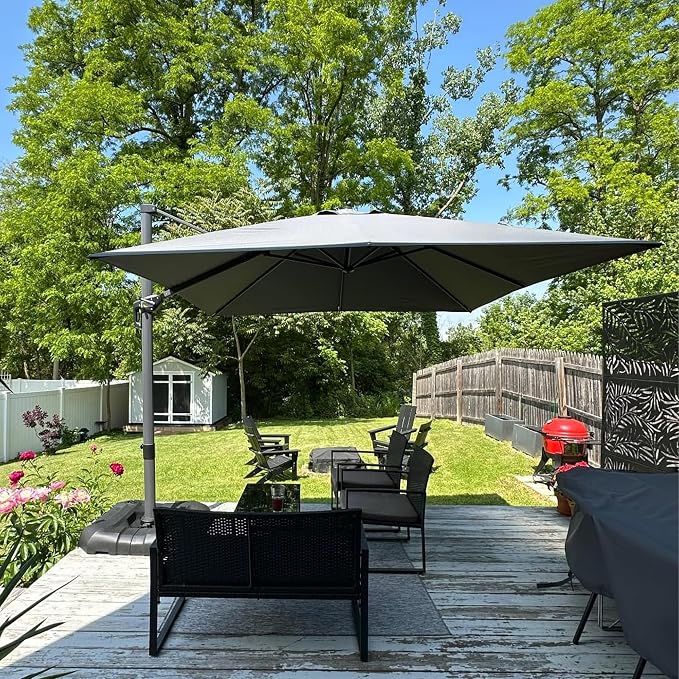 PURPLE LEAF 8 Feet Square Cantilever Umbrella Patio Umbrella by PURPLELEAF