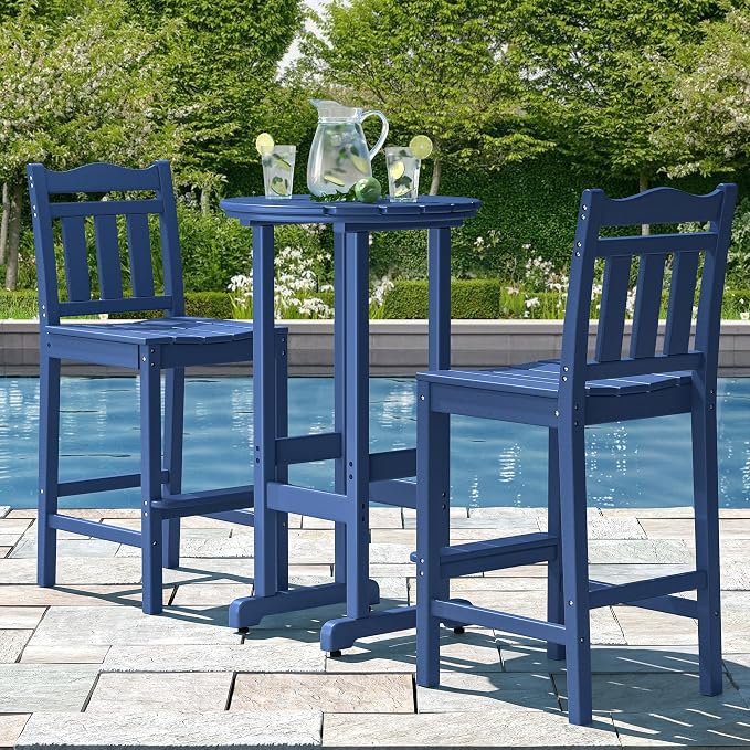 nalone Outdoor Bar Stools Set of 2, HDPE Tall Adirondack Chairs Bar Chairs - Image 2