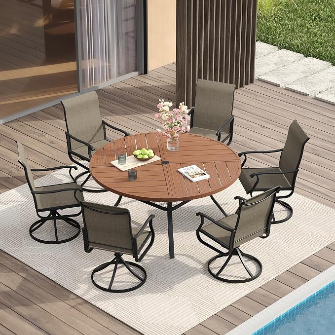 VICLLAX Round Patio Table with Adjustable Umbrella Hole - Image 2