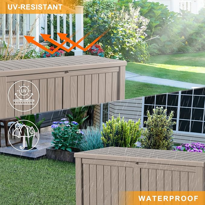 150 Gallon Waterproof Outdoor Storage Box, Resin Deck Box, Lockable Outside - Image 6