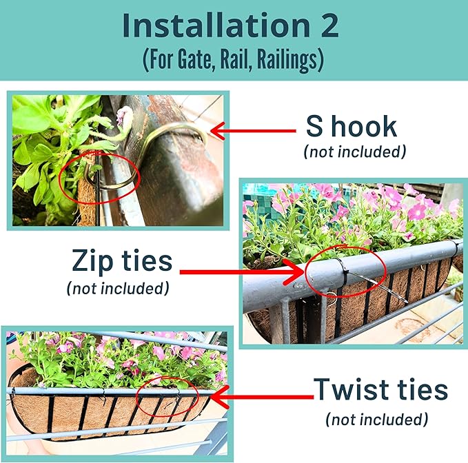 LaLaGreen Outdoor Wall Planter for Plants Large Black Metal Basket - Image 4