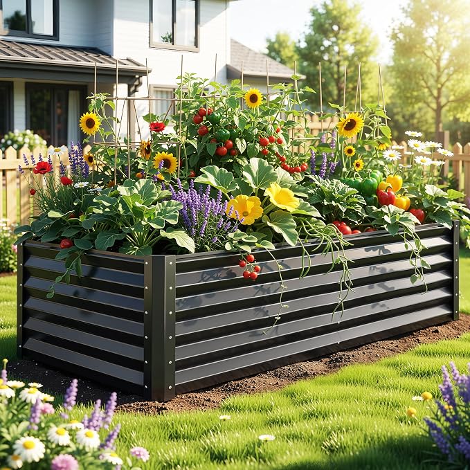 YITAHOME 6x3x1.5 ft Galvanized Raised Garden Bed Kit, Large Metal Planter Box by YITAHOME