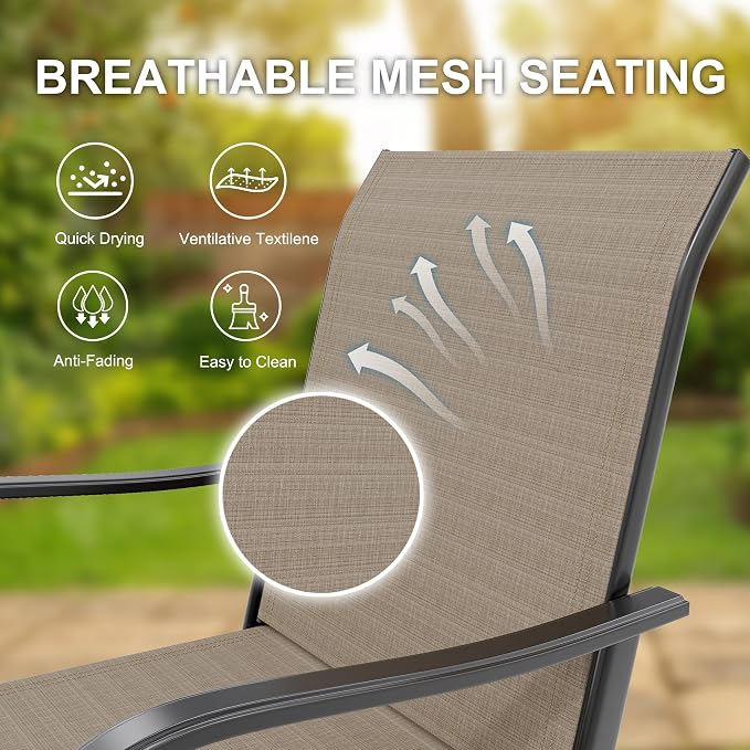 GarveeLife 2 Piece Outdoor Swivel Bar Chairs, Patio High Swivel Bar Stools - Image 4