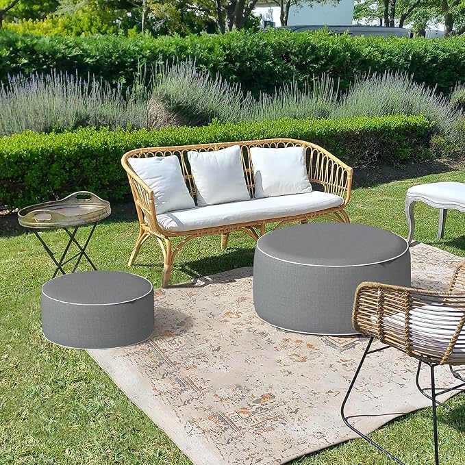 LVTXIII Outdoor/Indoor Inflatable Ottoman, Portable Round Pouf Ottoman - Image 7