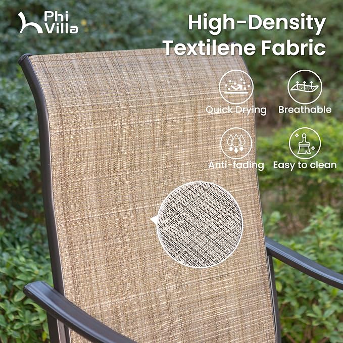 PHI Villa Outdoor Swivel Bar Stools Set of 6, Counter Height Patio Chairs - Image 3