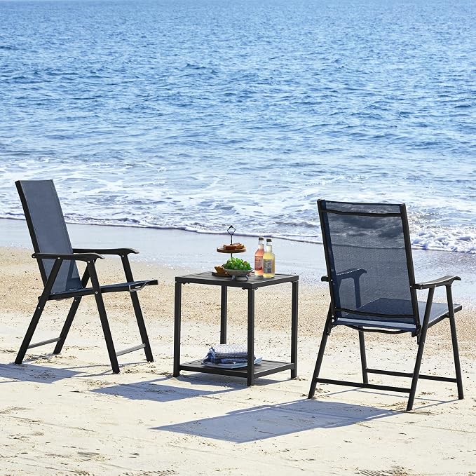 Yaheetech Outdoor Patio Chairs Set of 4, Portable Dining Chairs - Image 9