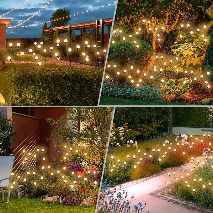 Solar Lights Outdoor Waterproof 4 Pack of 32 LEDs Garden Patio Firefly - Image 6