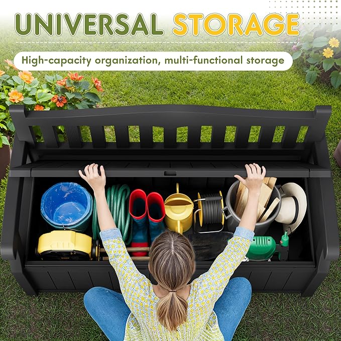 Greesum 80 Gallon Deck Box Storage Bench, Patio Furniture, Waterproof and UV - Image 4