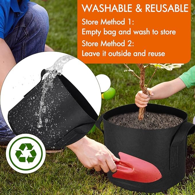 Gardzen 10-Pack 20 Gallon Grow Bags, Aeration Fabric Pots - Image 7