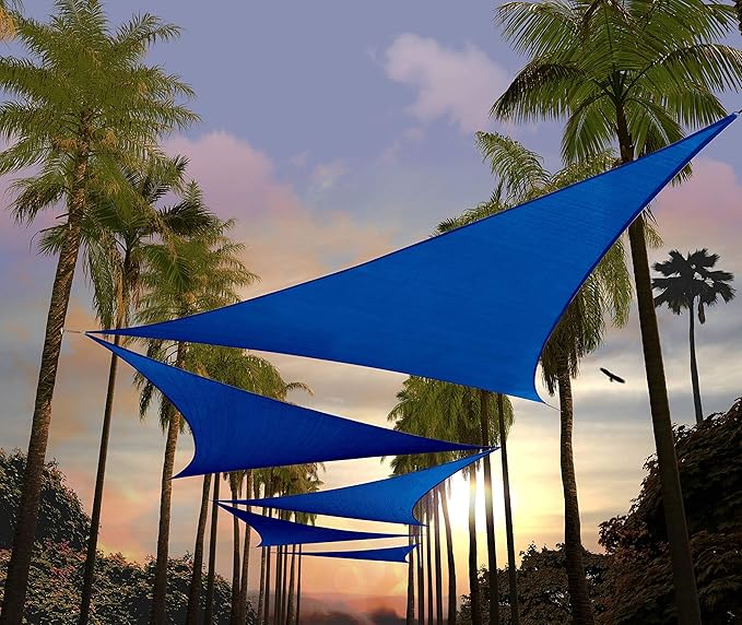 Amgo Custom Size 5' x 5' x 5' Blue Triangle Sun Shade Sail UPF50+ AGTAPRT12 by Amgo