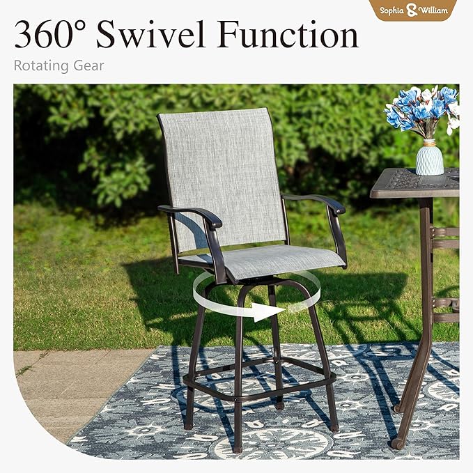 Sophia & William Outdoor Bar Set, Patio Bar Table and Chairs Set, Bar Height - Image 2