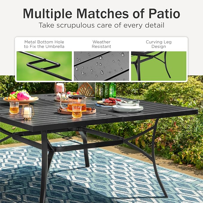 PHI VILLA 9 Piece Patio Dining Set, Outdoor Table and Chairs Set - Image 5